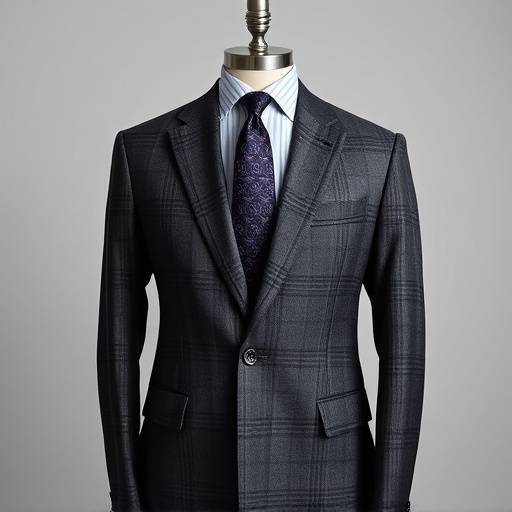 Charcoal grey wool suit with subtle texture